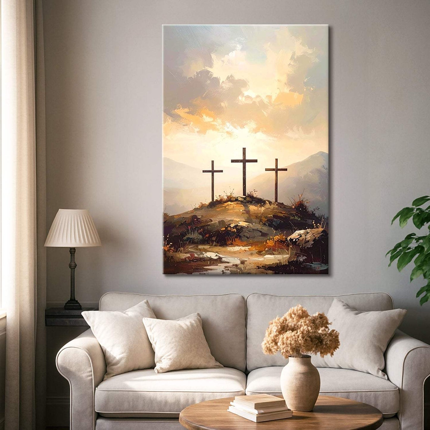 Three Crosses on Calvary Faith Wall Art - Tailored Canvases - Flyclothing LLC