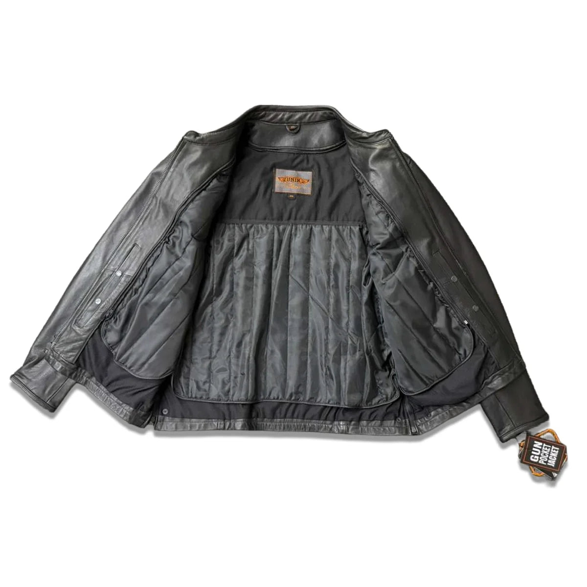 Black Iron - Men's Motorcycle Leather Jacket - Unik Just for Bikers - Flyclothing LLC
