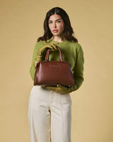 Zita (brown) - Italian calf leather women's handbag (with shoulder strap) - Leather Gloves Online - Flyclothing LLC