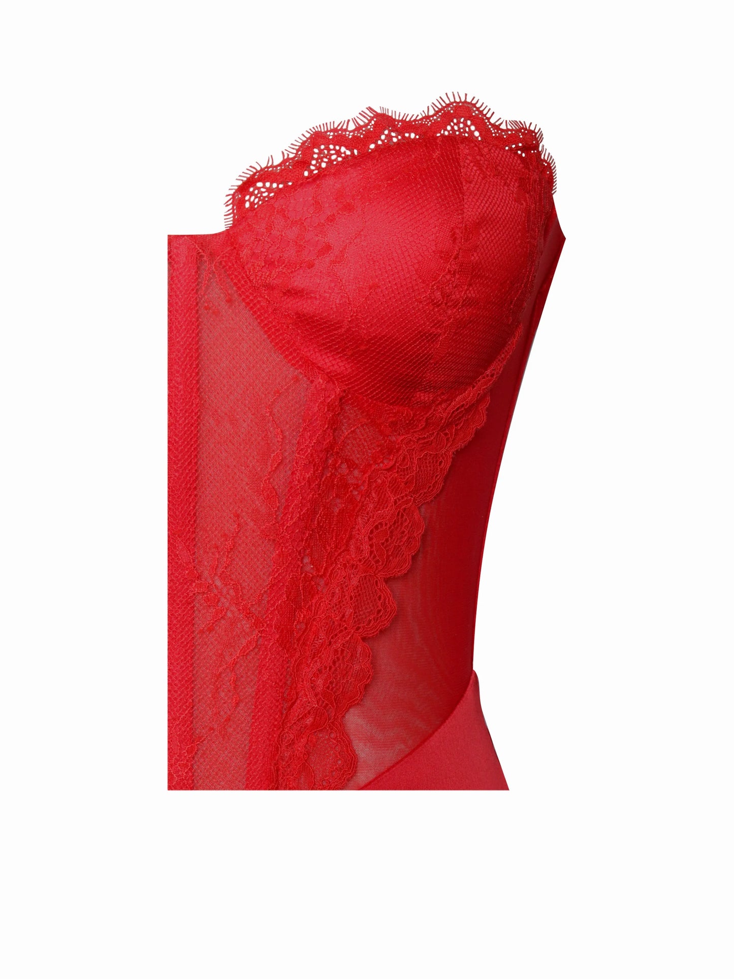 Talia Red Satin Lace Corset Maxi Dress - Miss Circle - Flyclothing LLC