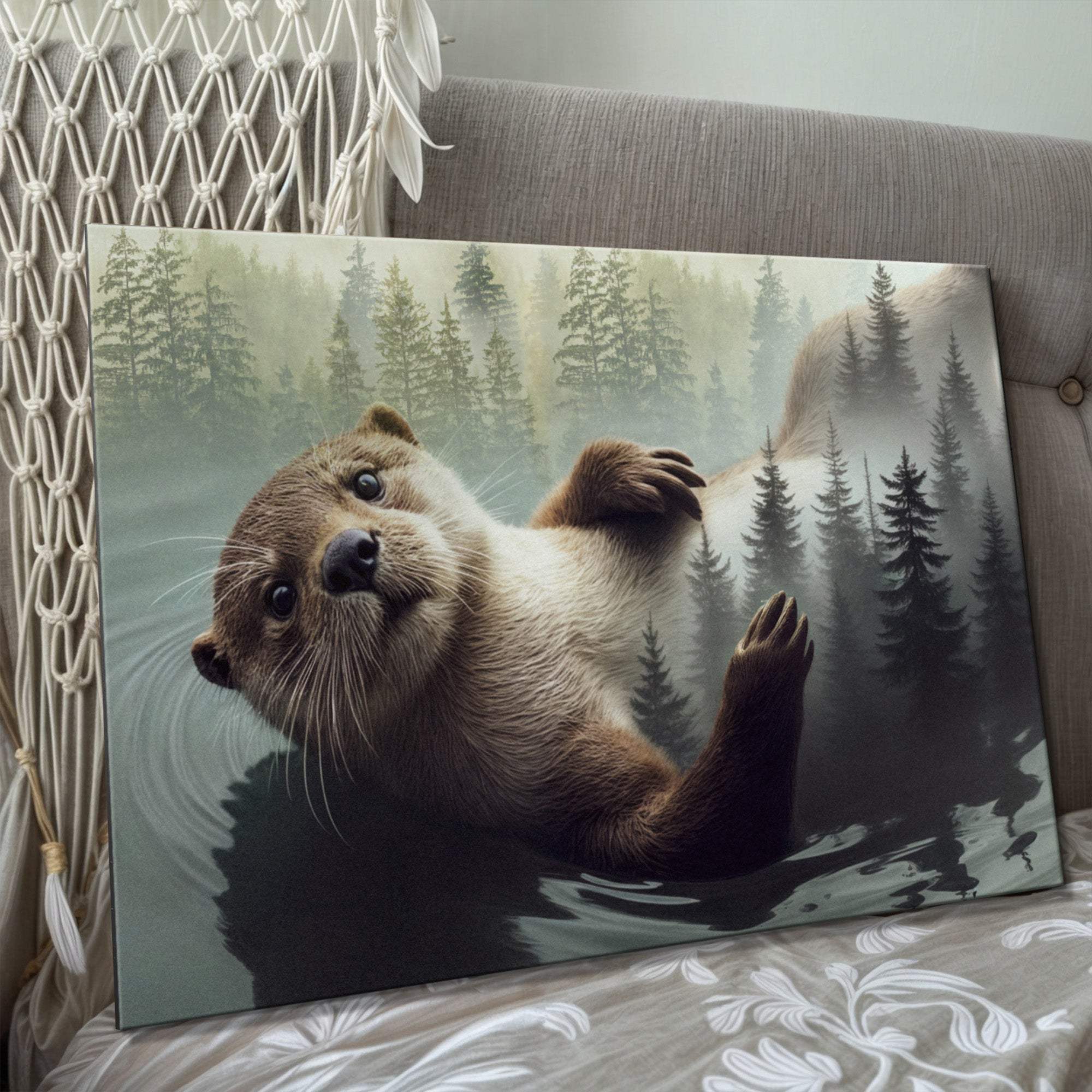 Otter Double Exposure Wall Art - Tailored Canvases - Flyclothing LLC