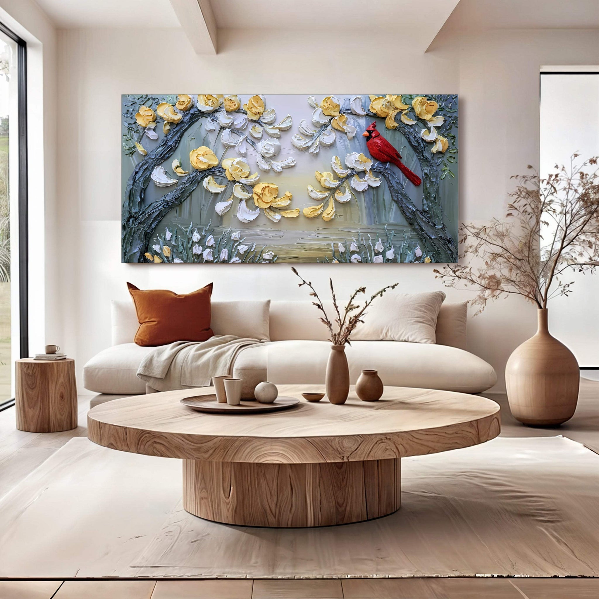 Golden Petals and Scarlet Wings Wall Art - Tailored Canvases - Flyclothing LLC