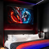 3D Dragon and Wolf Wall Art VI - Tailored Canvases - Flyclothing LLC