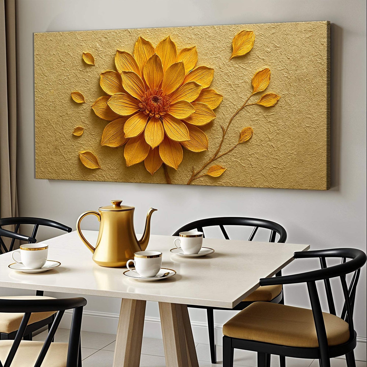 Golden Dandelion Minimalist Abstract Wall Art IV - Tailored Canvases - Flyclothing LLC