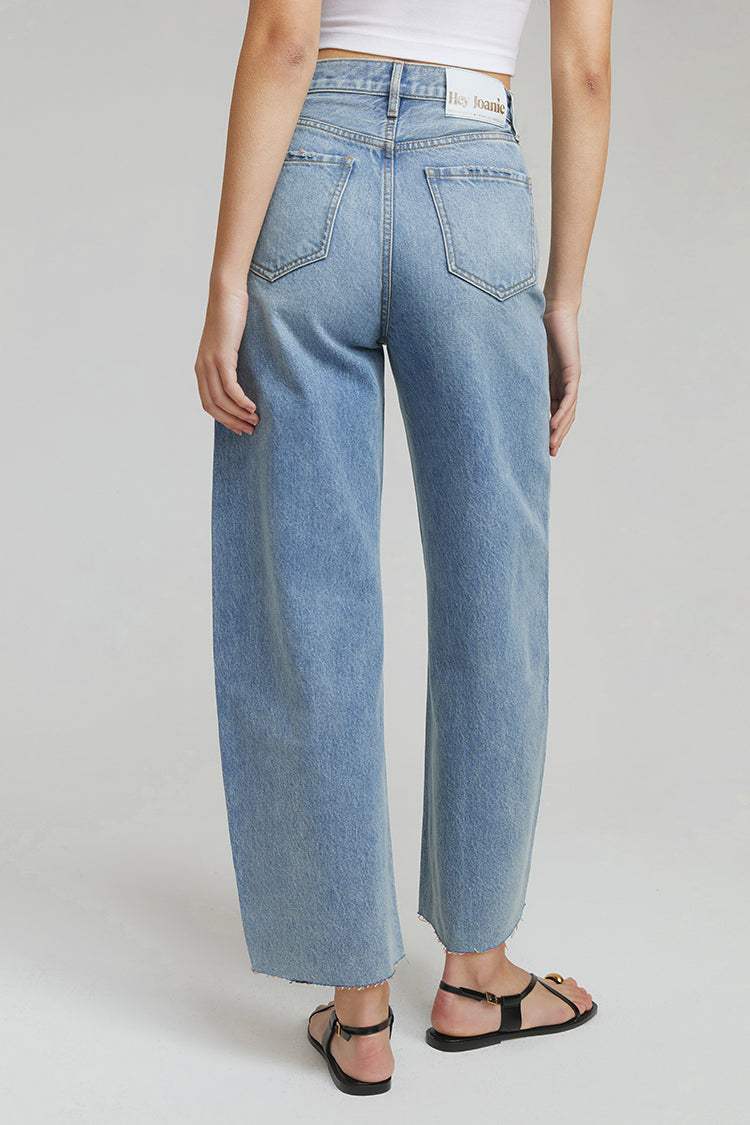 Moon Curve Raw Hem Crop Jeans HJ129 - Hey Joanie - Flyclothing LLC