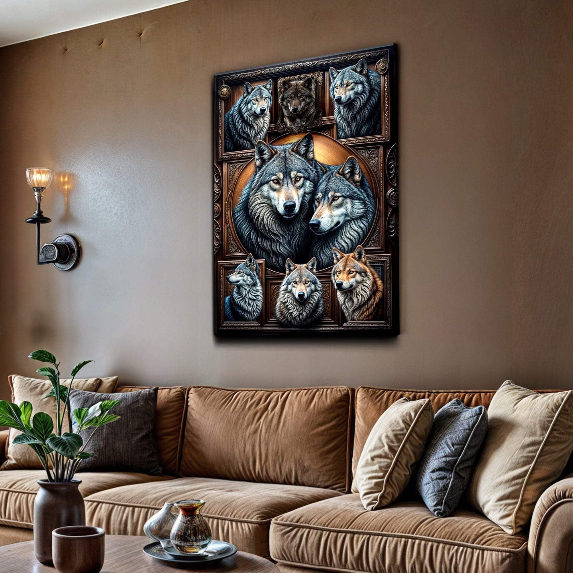 3D Wolf Collage Wall Art III - Tailored Canvases - Flyclothing LLC