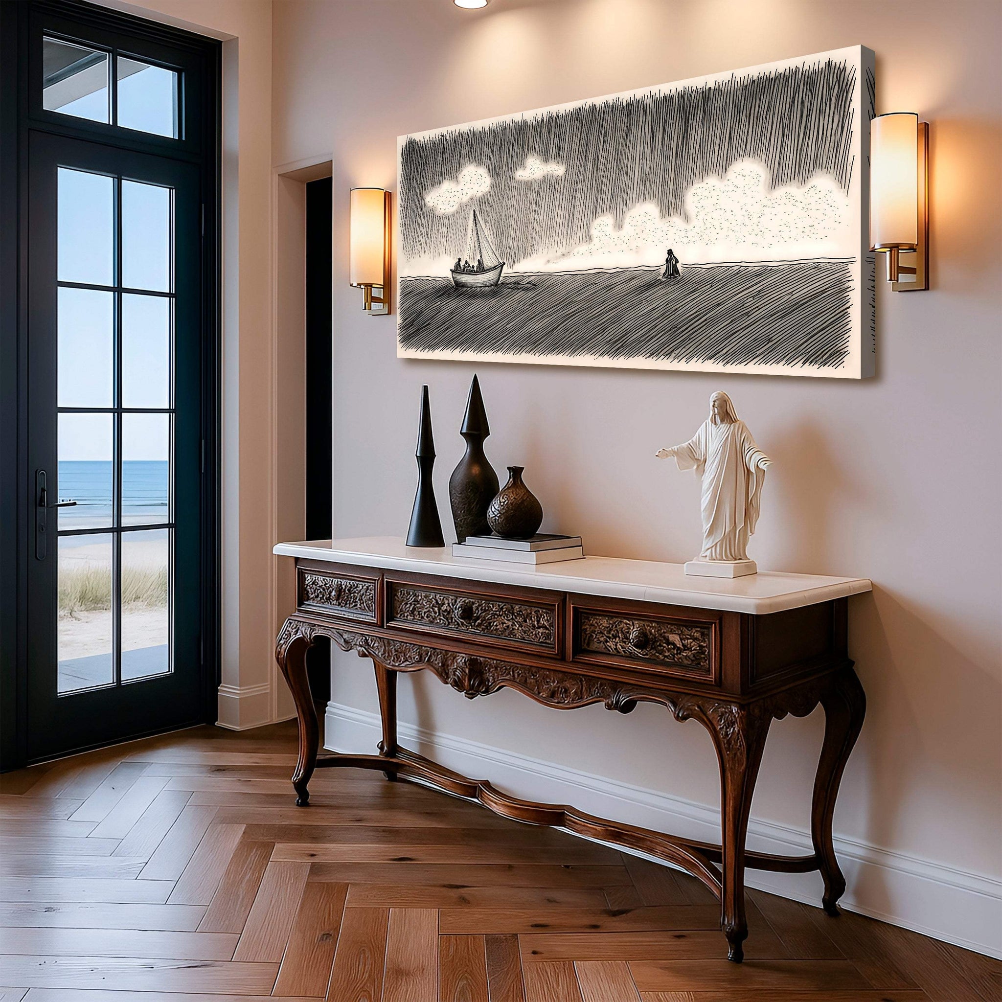 Jesus Walking On Water Faith Wall Art V - Tailored Canvases - Flyclothing LLC