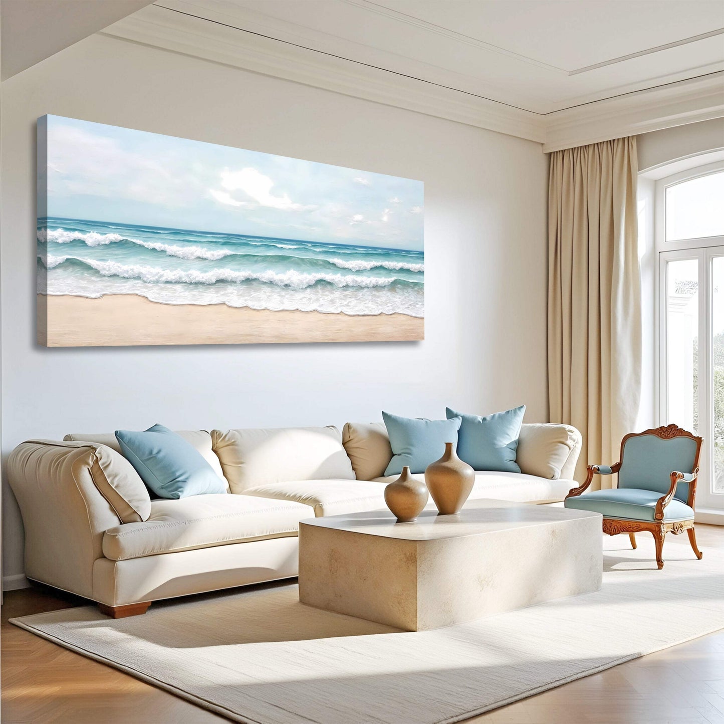 Serene Ocean Wave Coastal Wall Art - Tailored Canvases - Flyclothing LLC