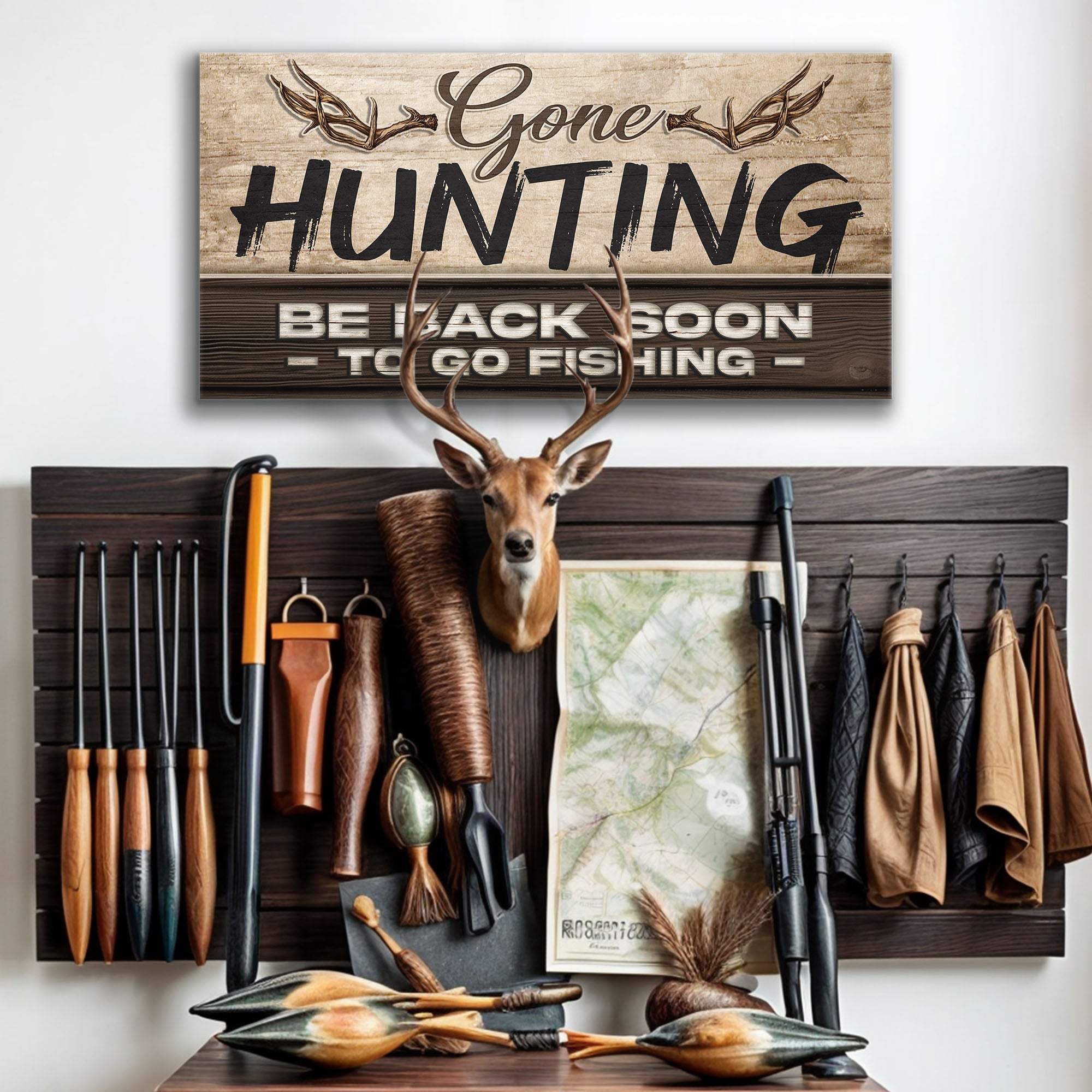Gone Hunting Sign II - Tailored Canvases - Flyclothing LLC