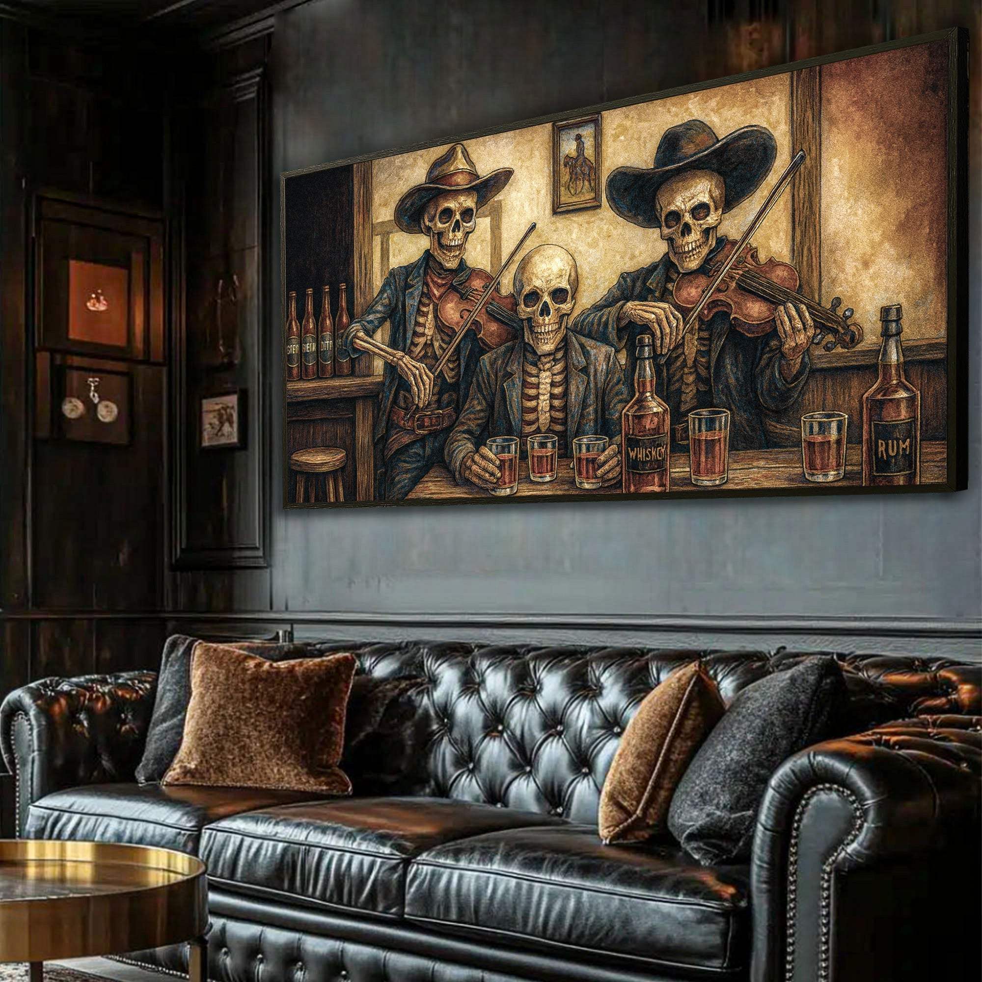 Cowboy Skeletons Western Bar Wall Art - Tailored Canvases - Flyclothing LLC