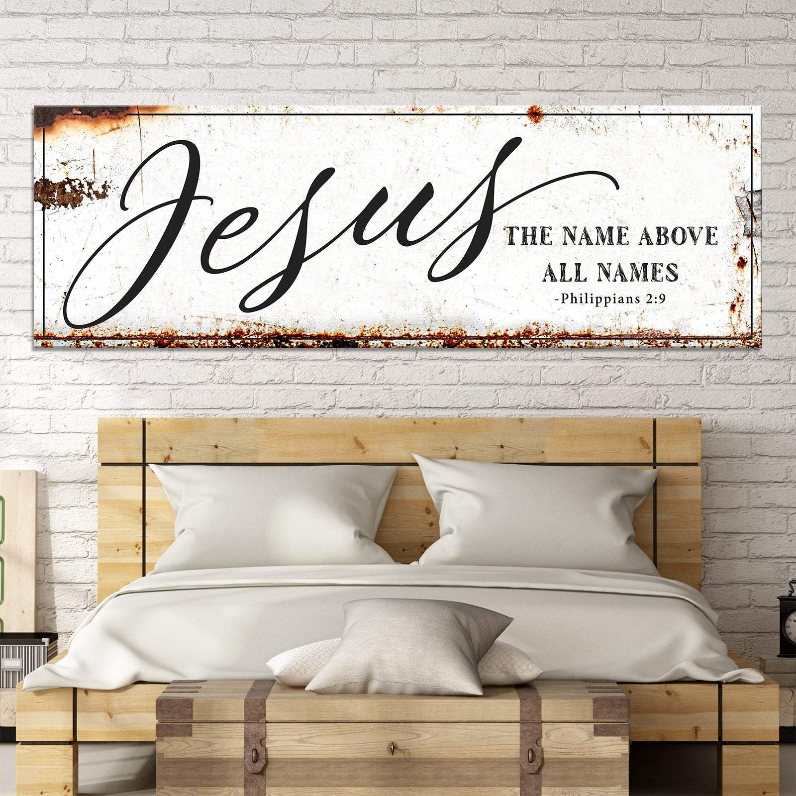 Jesus The Name Above All Names - Philippians 2:9 Faith Sign - Tailored Canvases - Flyclothing LLC
