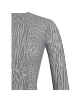 Waylynn Gray Animal Print Burnout Velvet Detail Mesh Backless Maxi Dress