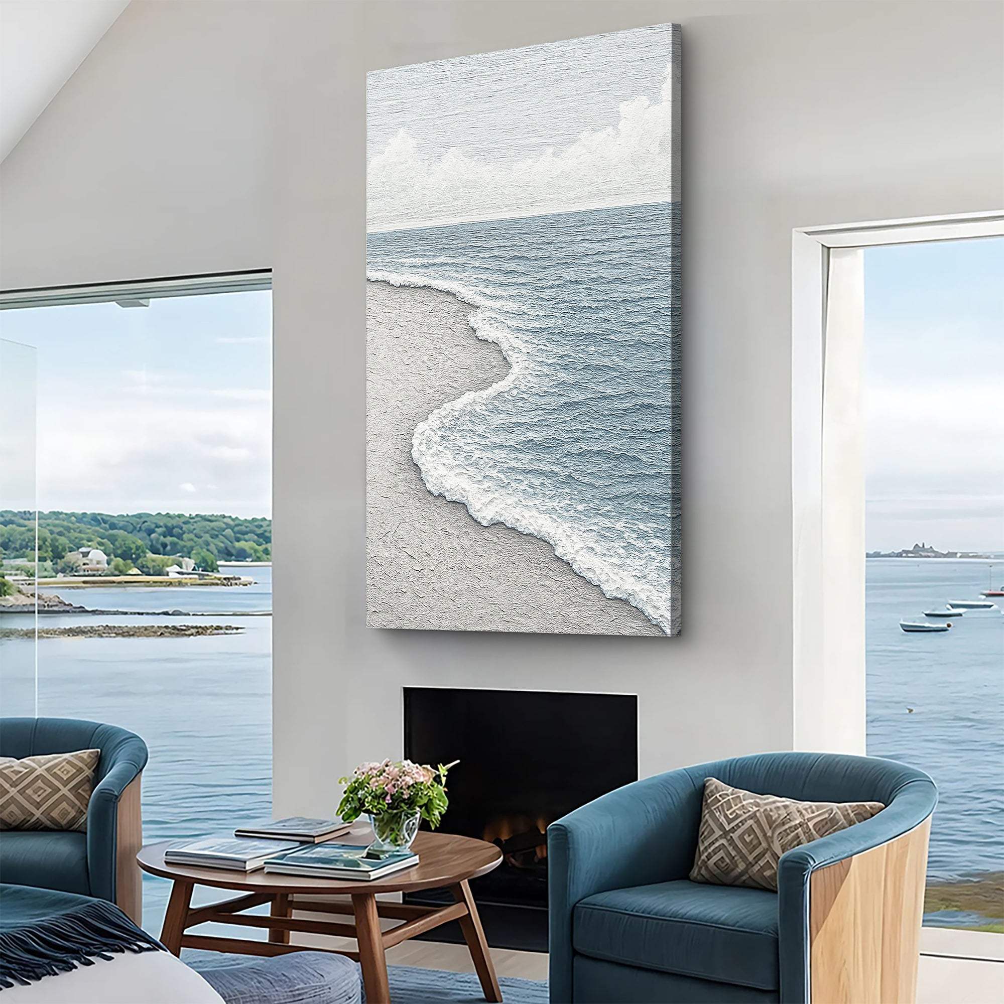 White Waves Abstract Wall Art - Tailored Canvases - Flyclothing LLC