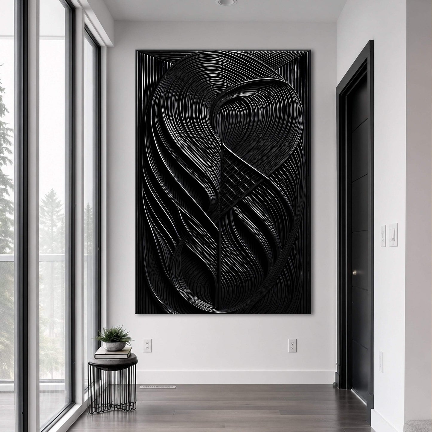 Modern Black Waves Wall Art - Tailored Canvases - Flyclothing LLC