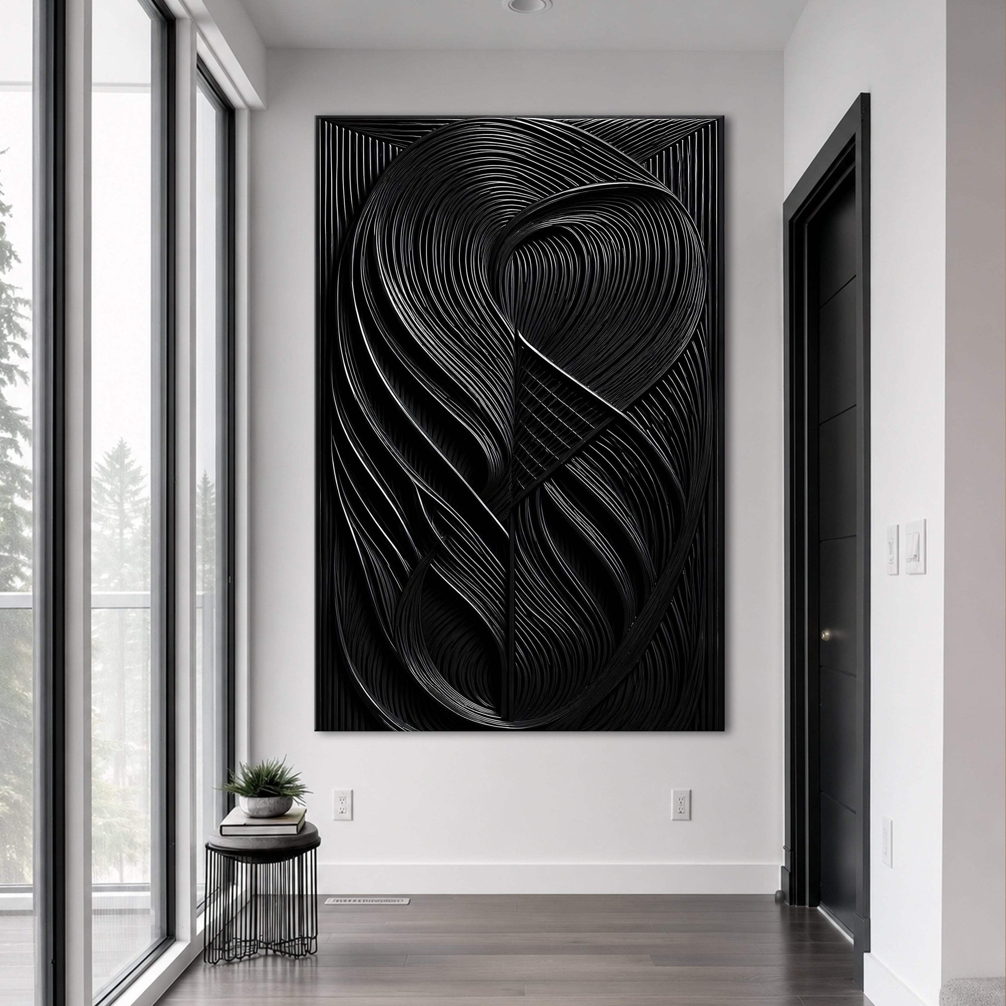 Modern Black Waves Wall Art - Tailored Canvases - Flyclothing LLC