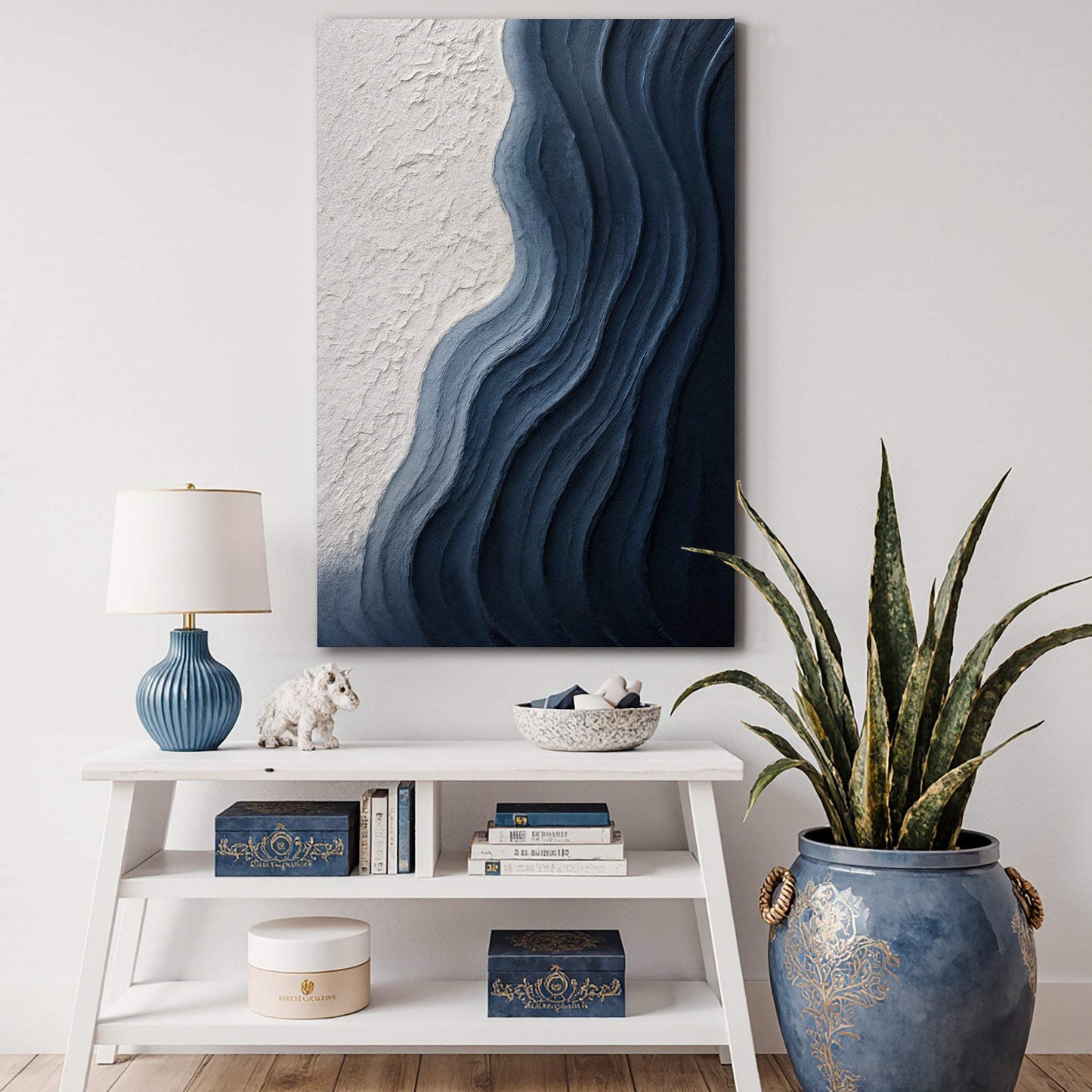 Abstract Minimalist Wave Impasto Wall Art - Tailored Canvases - Flyclothing LLC