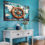 Sailboat Ship Wheel Coastal Wall Art - Tailored Canvases - Flyclothing LLC
