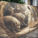 Jesus Protects The Lamb From Wolves Faith Wall Art III - Tailored Canvases - Flyclothing LLC
