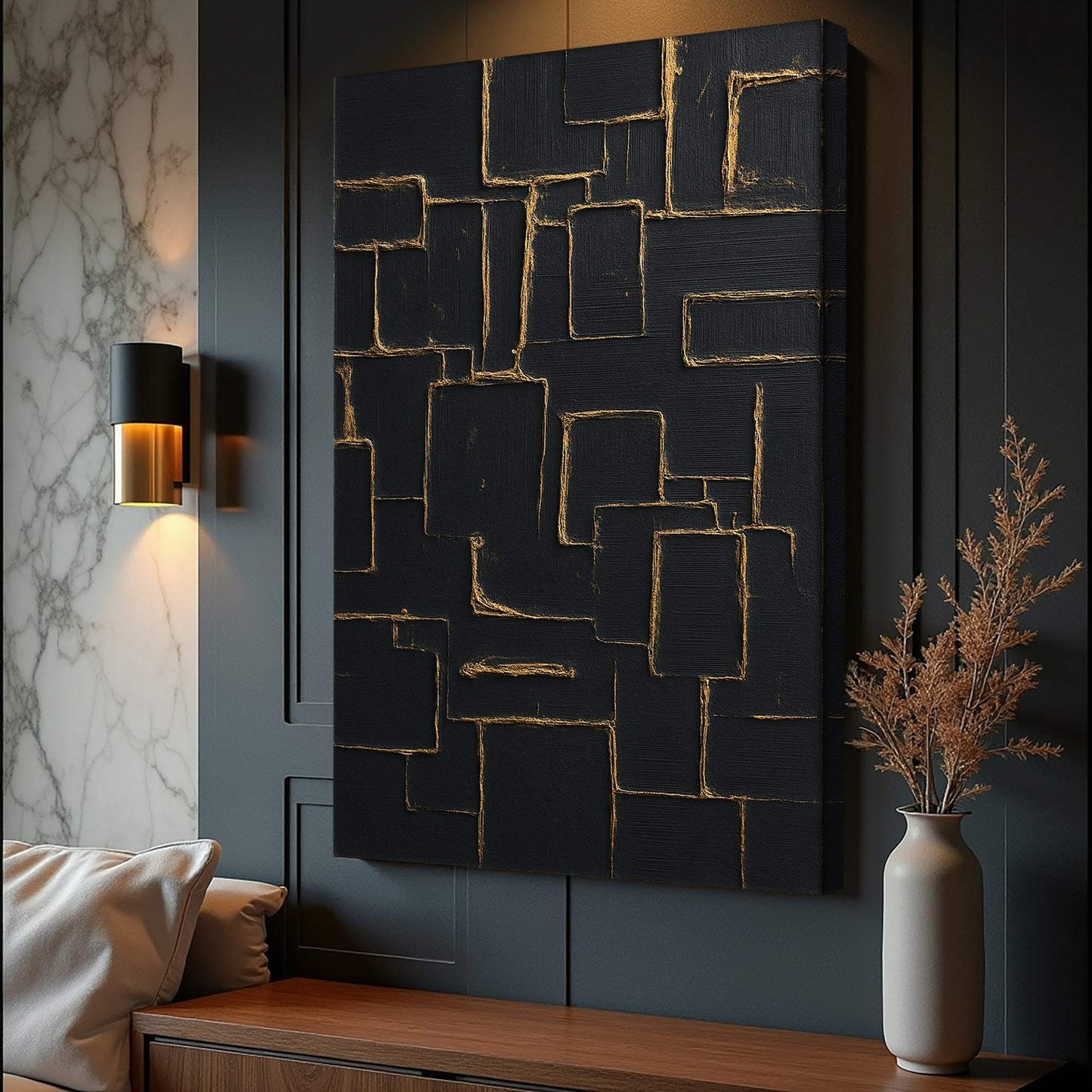 Contemporary Black and Gold Wall Art - Tailored Canvases - Flyclothing LLC