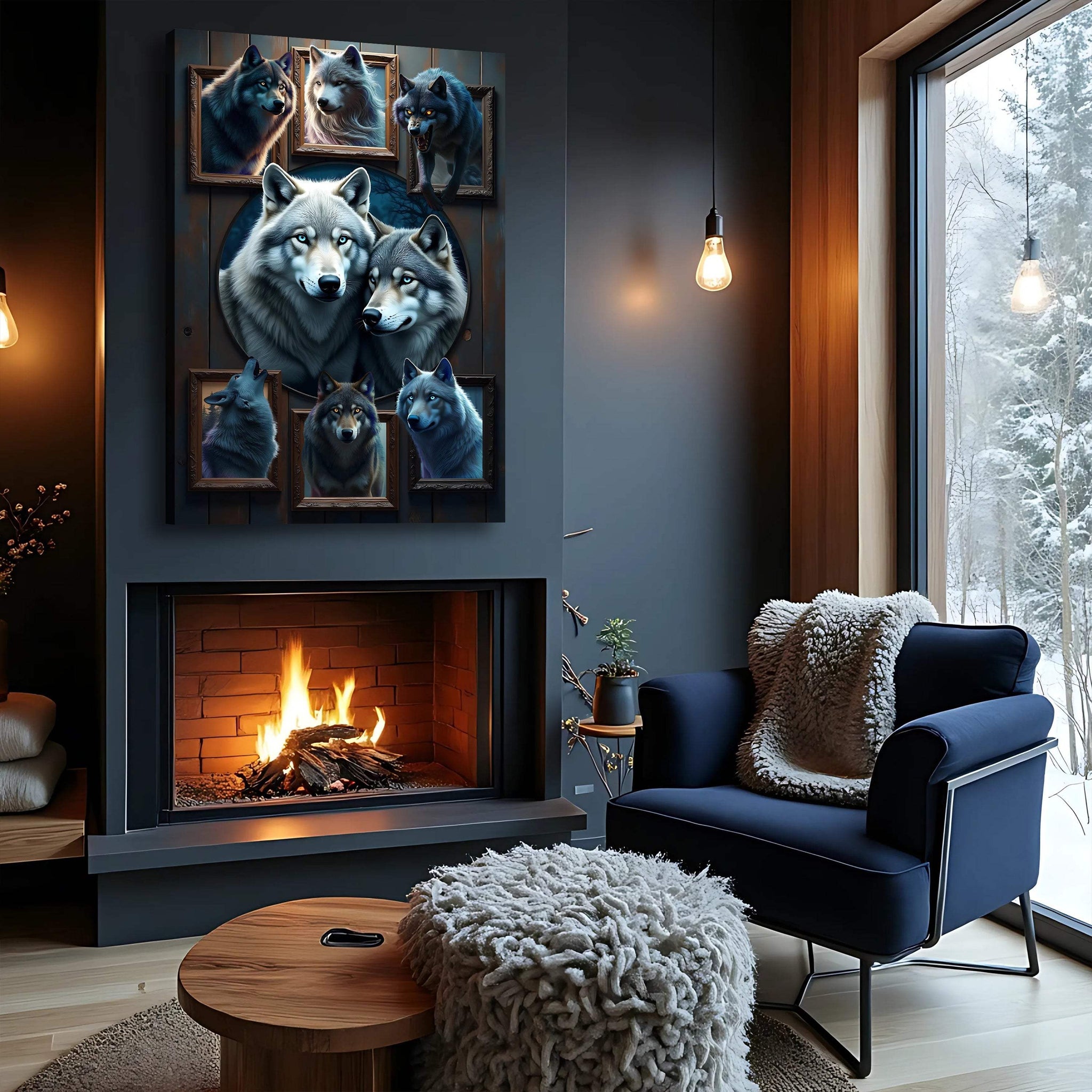 3D Wolf Collage Wall Art II - Tailored Canvases - Flyclothing LLC