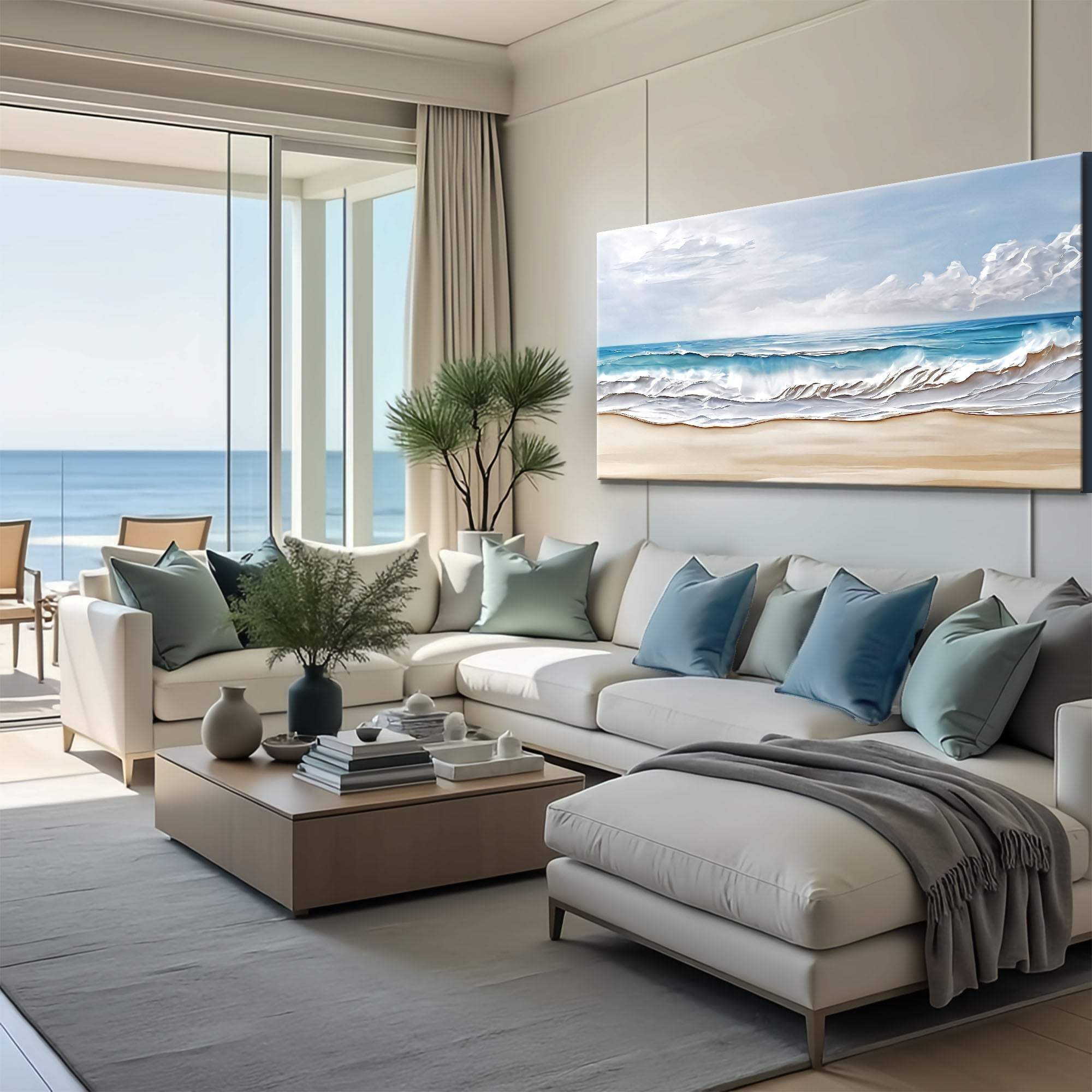 Serene Ocean Wave Coastal Wall Art VII - Tailored Canvases - Flyclothing LLC