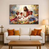 Jesus With Children Faith Wall Art V - Tailored Canvases - Flyclothing LLC