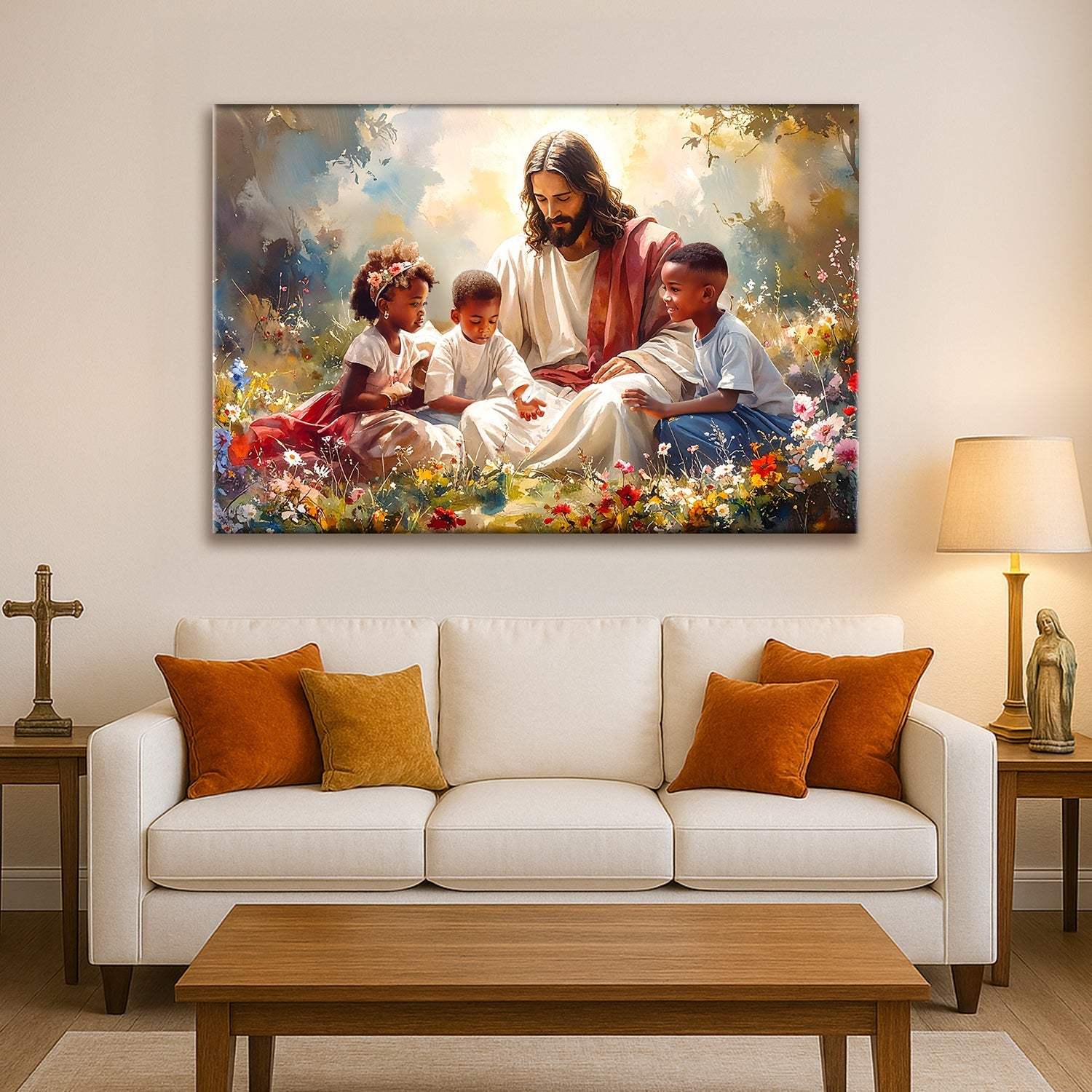 Jesus With Children Faith Wall Art V - Tailored Canvases - Flyclothing LLC
