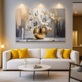 Magnolia Bloom in Gold Abstract Wall Art - Tailored Canvases - Flyclothing LLC
