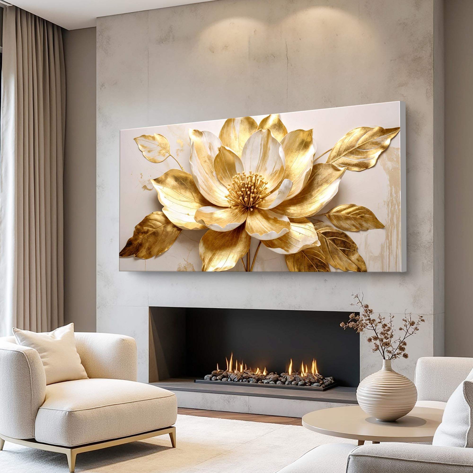 Golden Dandelion Minimalist Abstract Wall Art VIII - Tailored Canvases - Flyclothing LLC