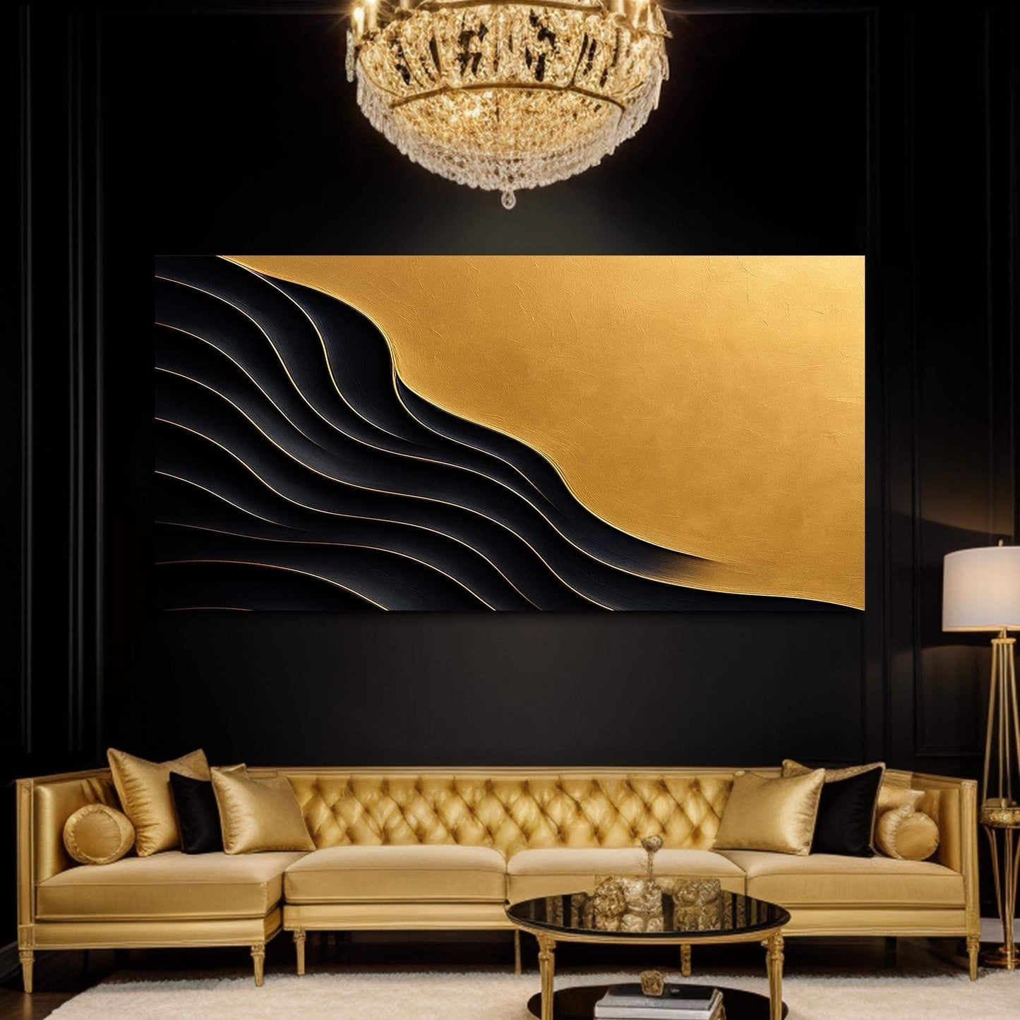 Black And Gold Minimalist Abstract XI - Tailored Canvases - Flyclothing LLC