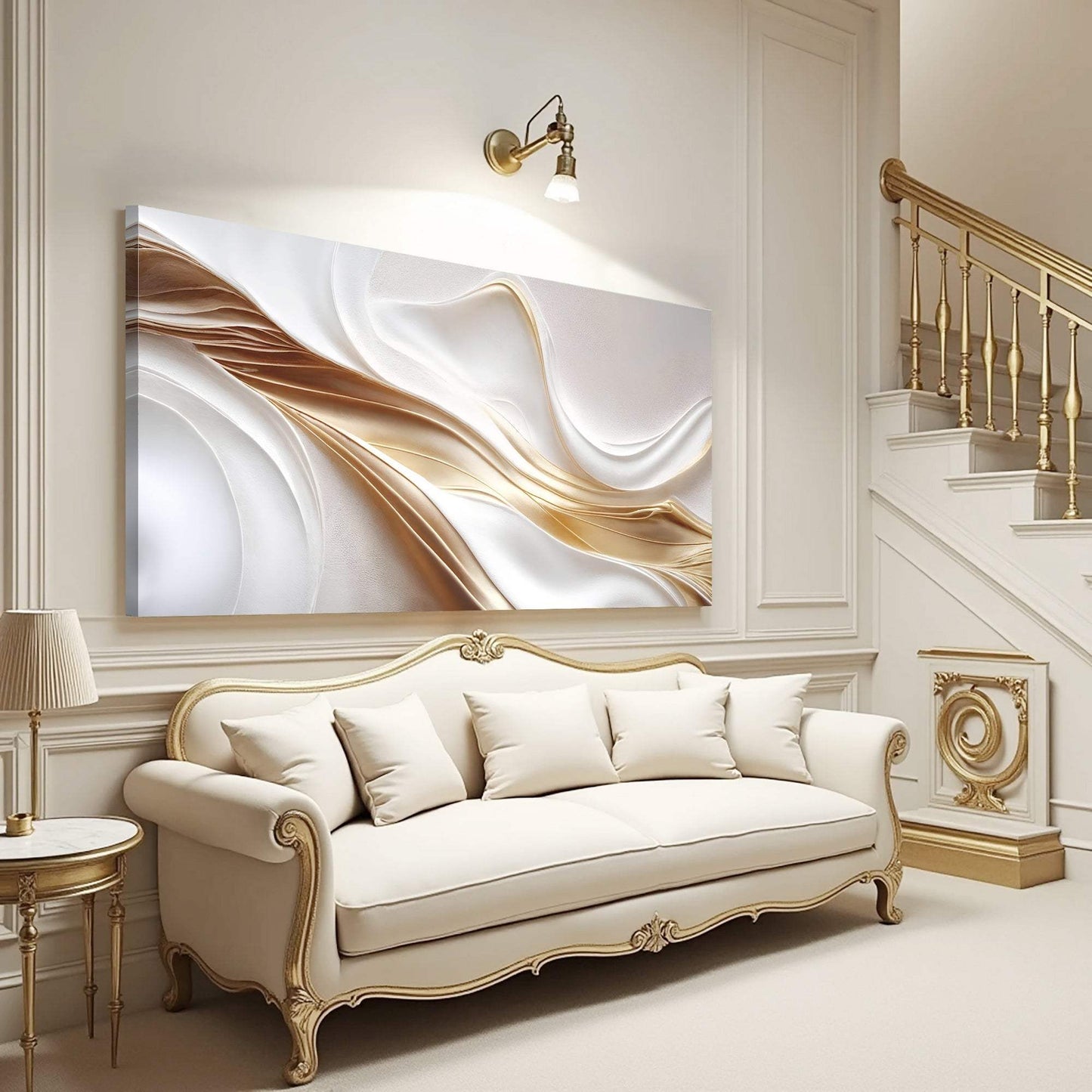 White and Gold Abstract Wall Art - Tailored Canvases - Flyclothing LLC