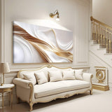White and Gold Abstract Wall Art - Tailored Canvases - Flyclothing LLC