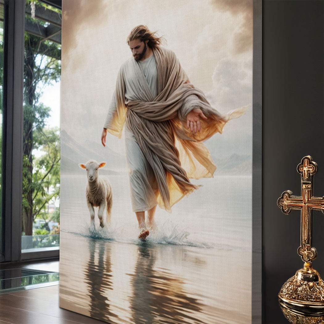 Jesus Protects The Lamb From Wolves Faith Wall Art XIII - Tailored Canvases - Flyclothing LLC