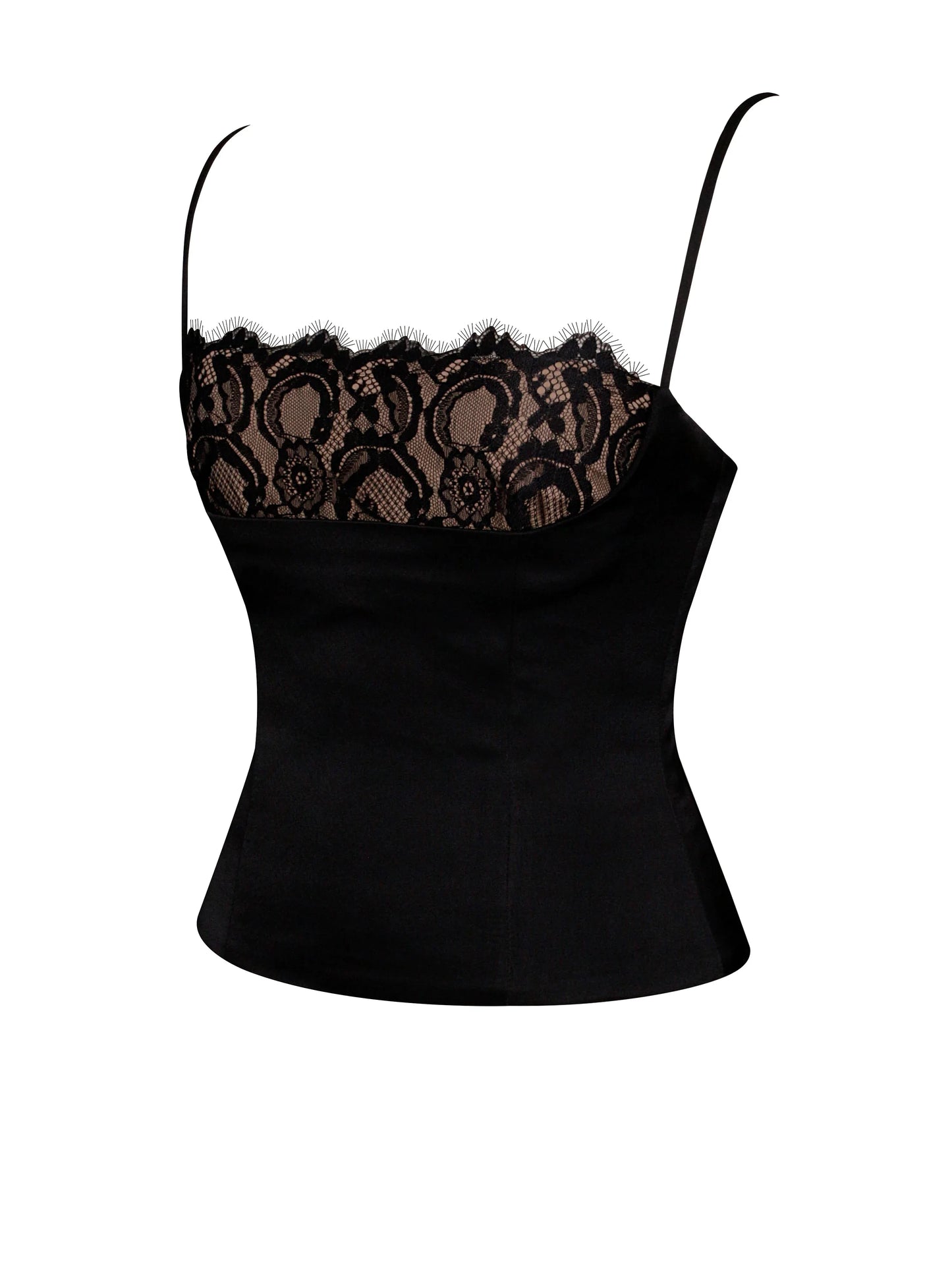 Padma Black Satin Lace Bustier Corset Top - Miss Circle - Flyclothing LLC