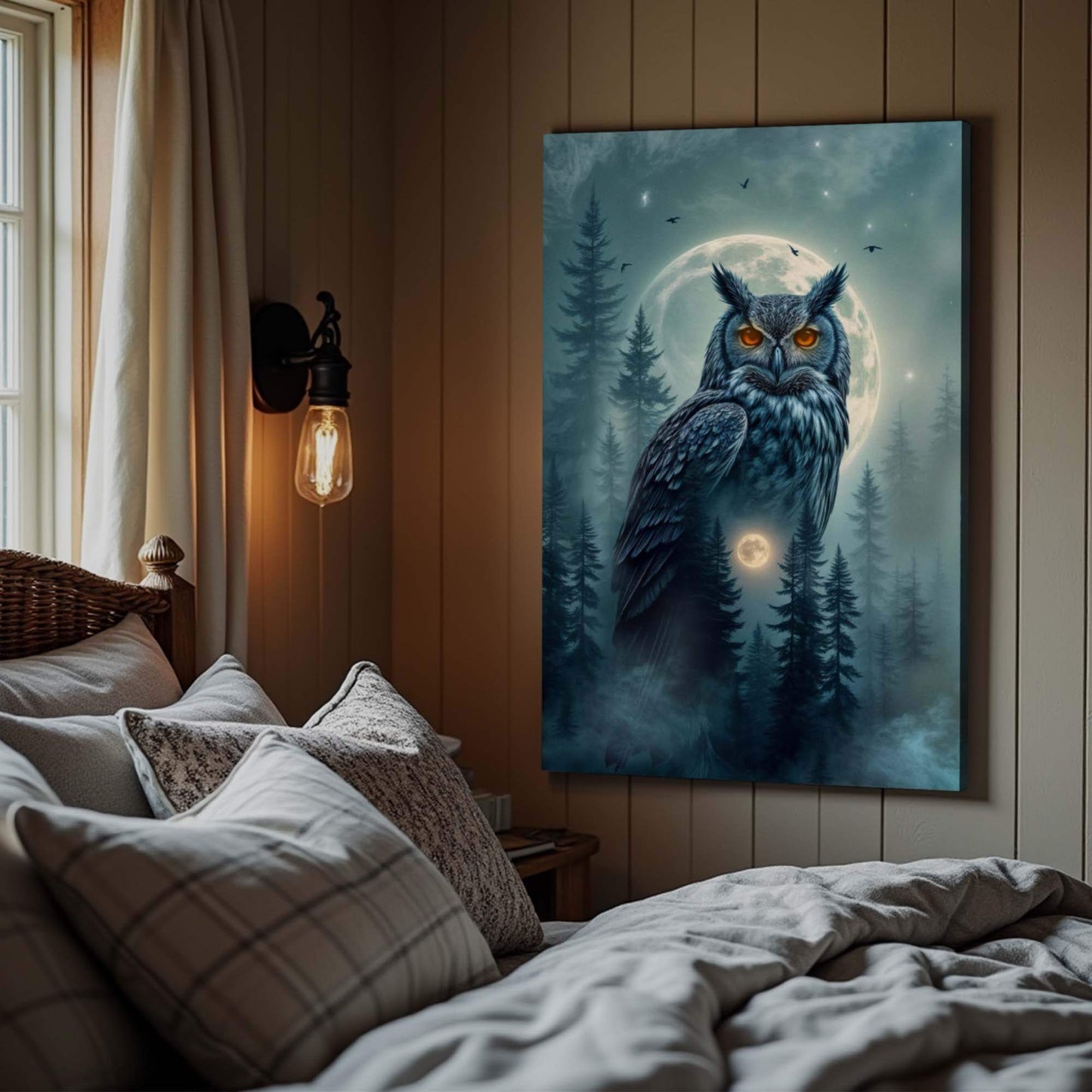 Owl Double Exposure Wall Art II - Tailored Canvases - Flyclothing LLC