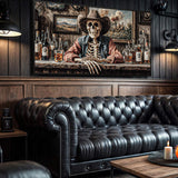 Skeleton Cowboy Barman At Western Saloon Wall Art - Tailored Canvases - Flyclothing LLC