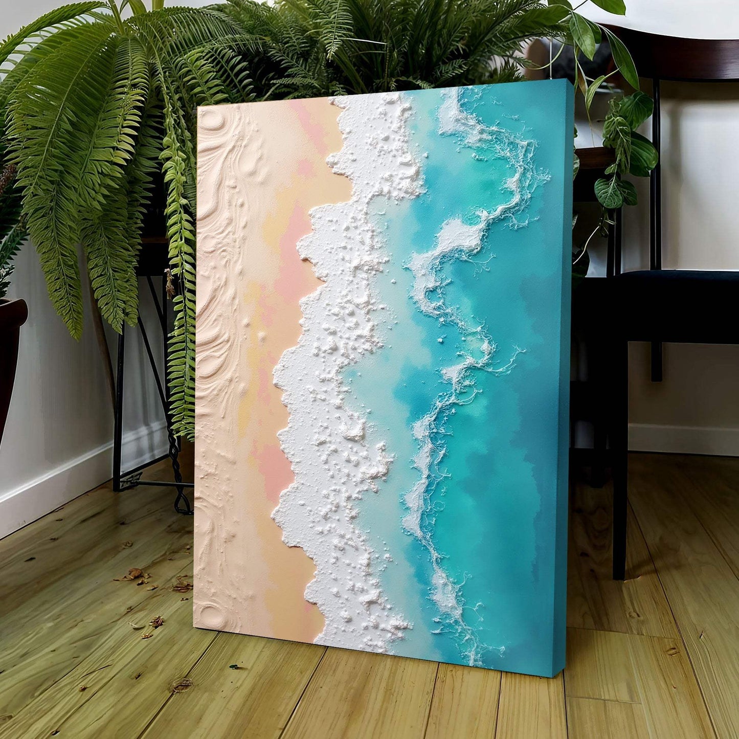 3D Minimalist Pink and Blue Ocean Wall Art - Tailored Canvases - Flyclothing LLC