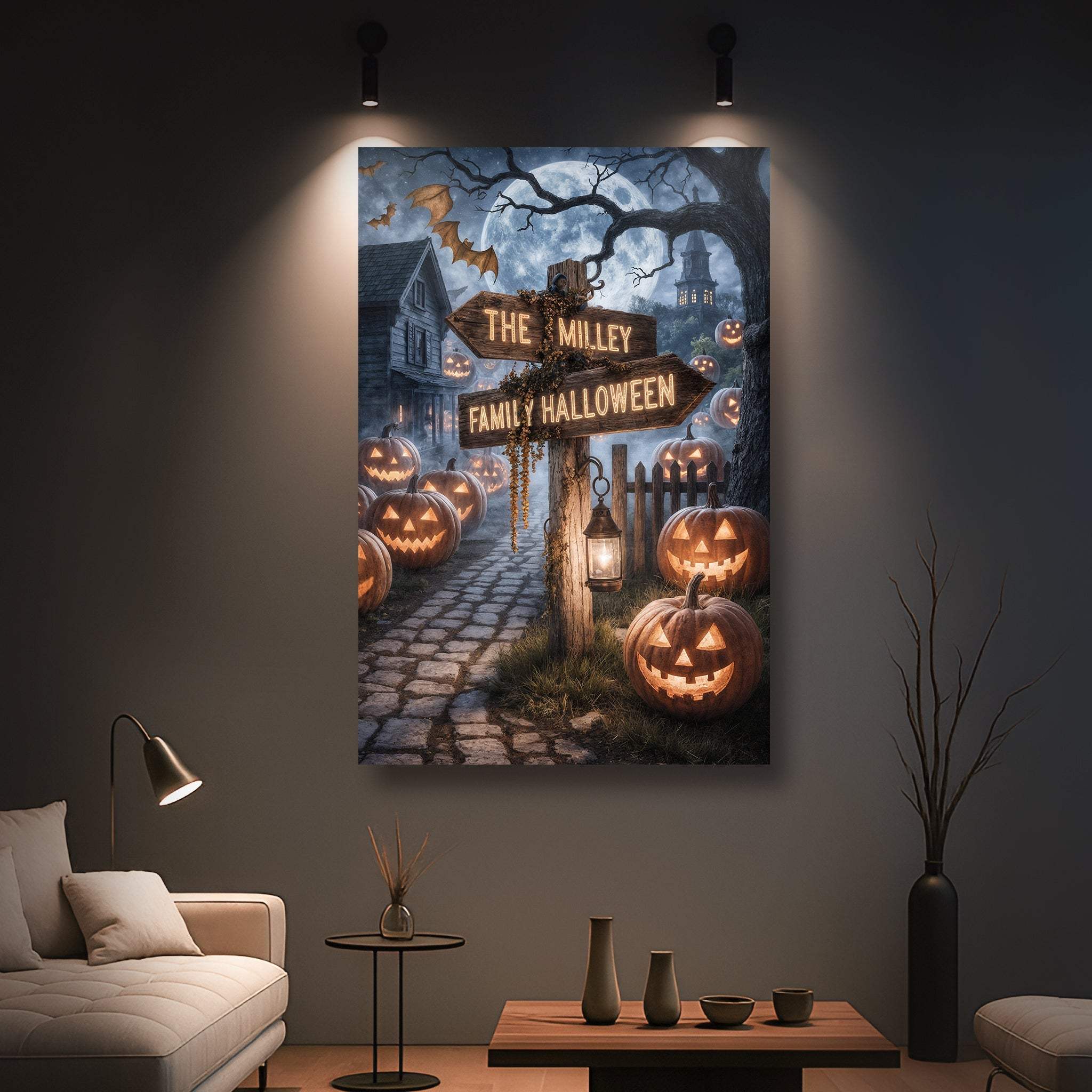 Personalized Family Name Street Sign Halloween Wall Art - Tailored Canvases - Flyclothing LLC