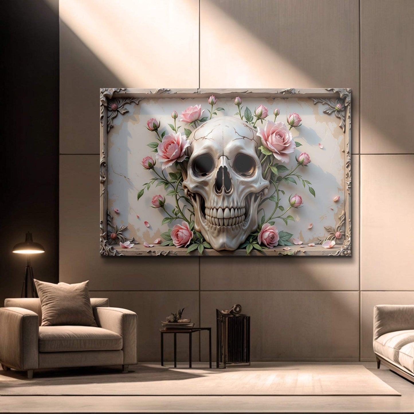 3D Rose And Skull Wall Art V - Tailored Canvases - Flyclothing LLC