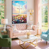 Cross Floral Field Faith Wall Art - Tailored Canvases - Flyclothing LLC