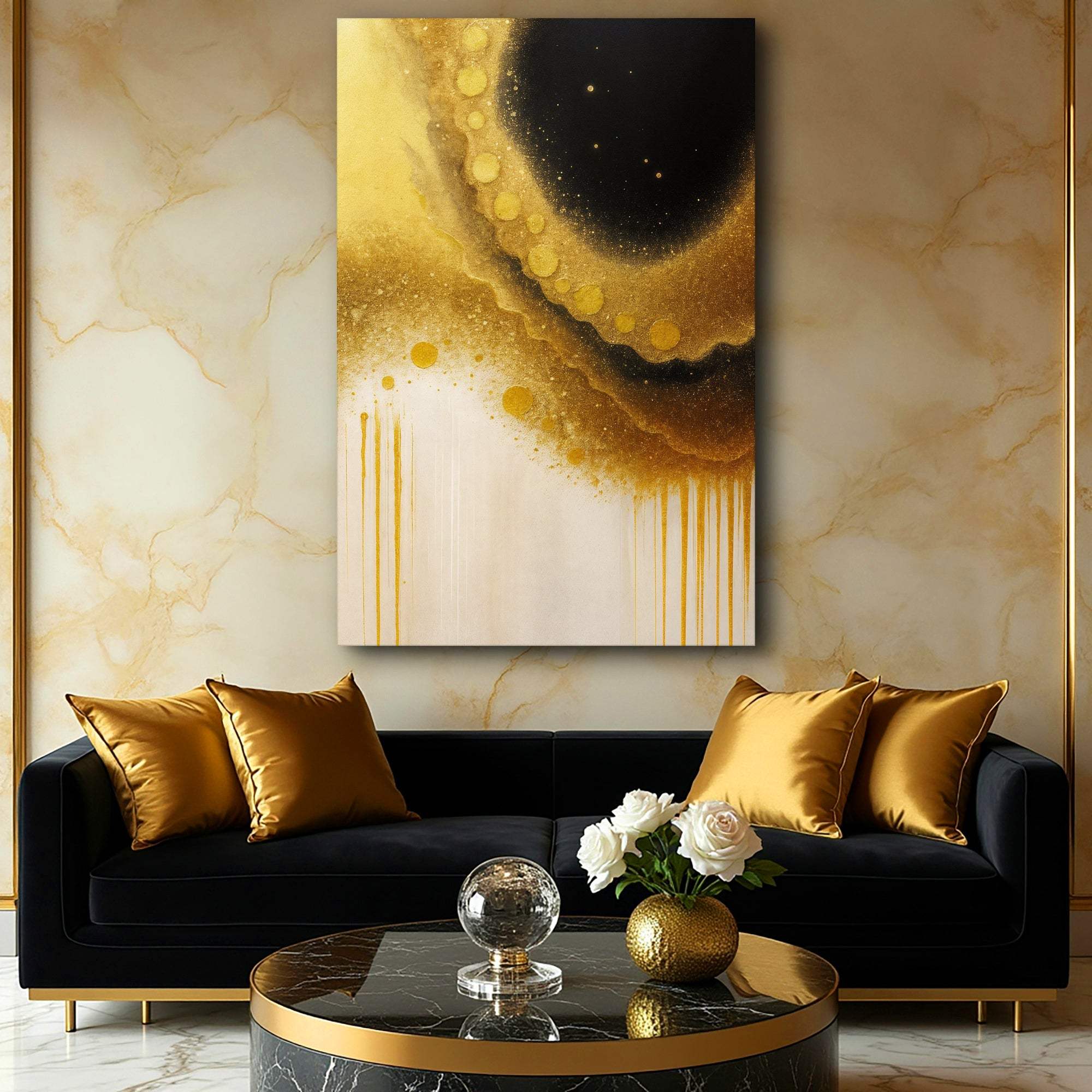 Minimalist Black and Gold Wall Art - Tailored Canvases - Flyclothing LLC