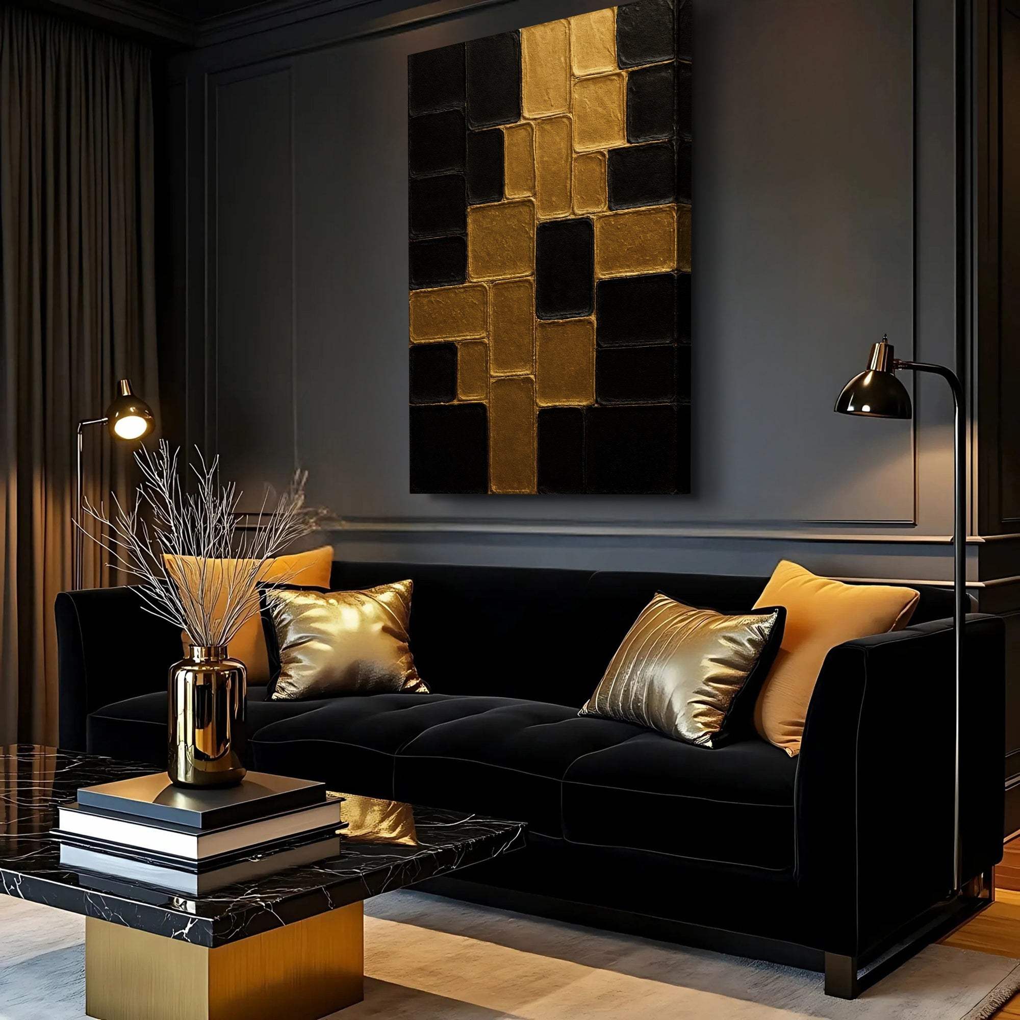 Contemporary Black and Gold Wall Art II - Tailored Canvases - Flyclothing LLC