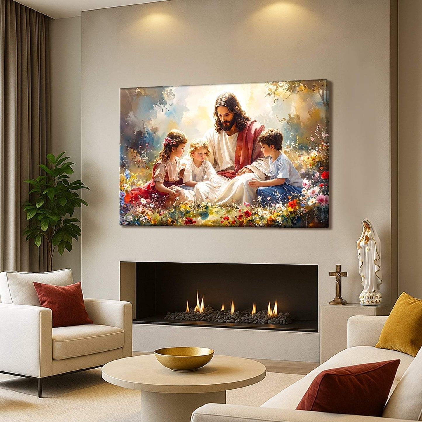 Jesus With Children Faith Wall Art II - Tailored Canvases - Flyclothing LLC