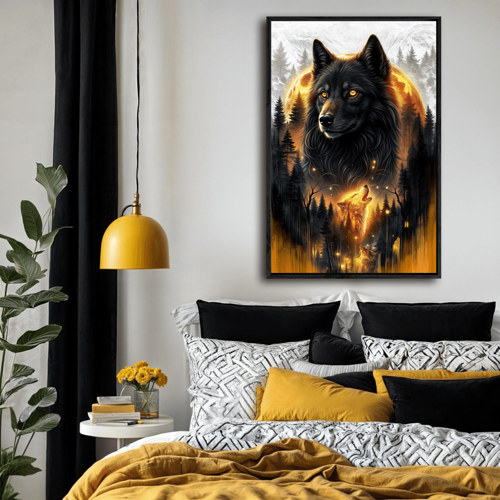 Eclipse of the Alpha Wolf Wall Art - Tailored Canvases - Flyclothing LLC