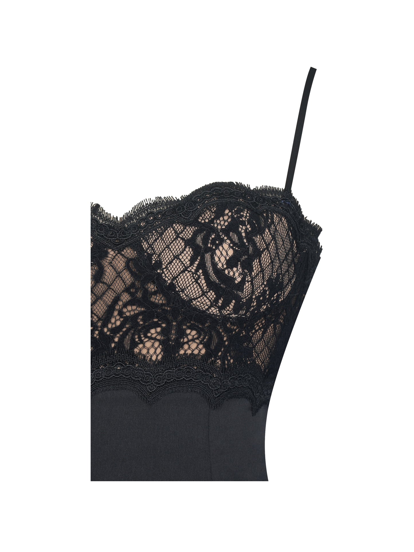 Umra Black Contrast Lace Sweetheart Gathered Mini Dress