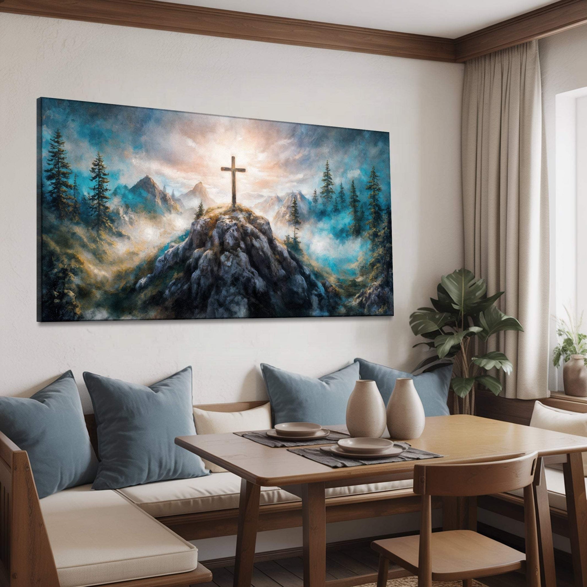 Cross On A Hill Faith Wall Art III - Tailored Canvases - Flyclothing LLC