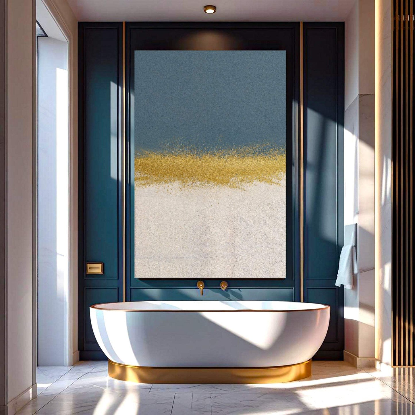 Minimalist Blue and Gold Wall Art - Tailored Canvases - Flyclothing LLC