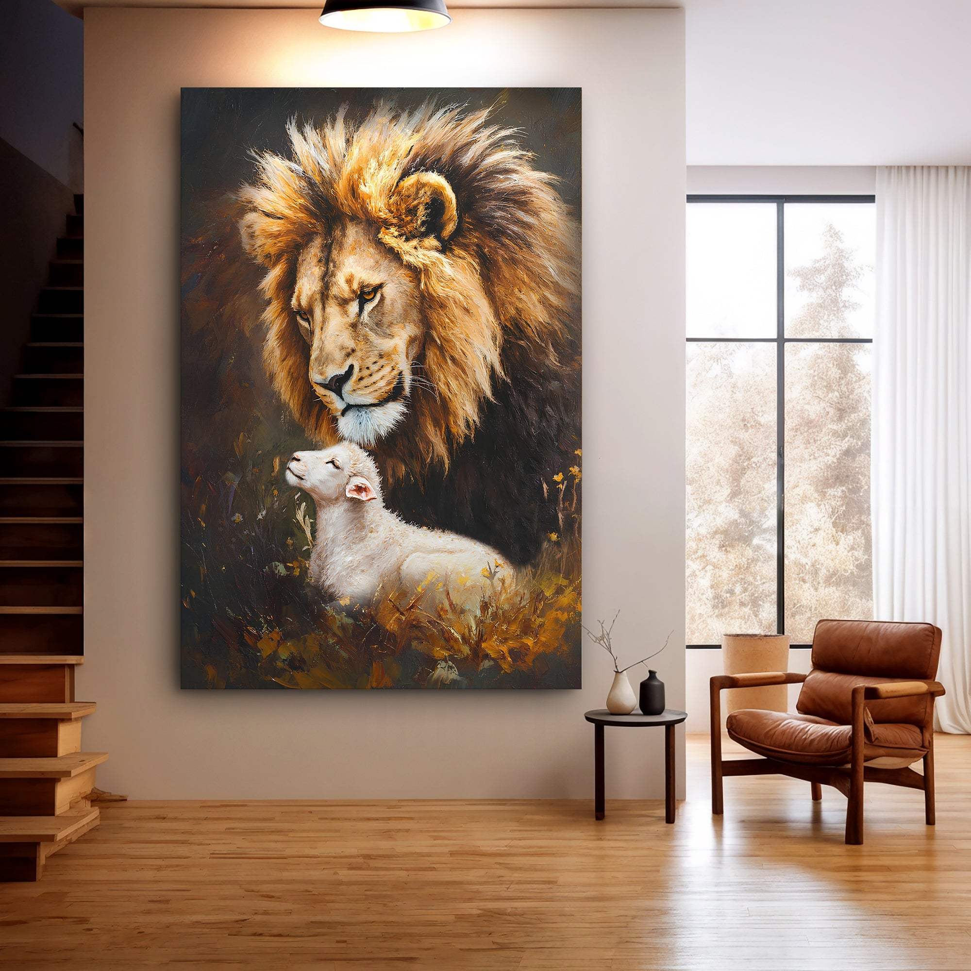 Lion And Sheep Faith Wall Art - Tailored Canvases - Flyclothing LLC