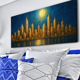 Golden Metropolis Cityscape Impasto Wall Art - Tailored Canvases - Flyclothing LLC