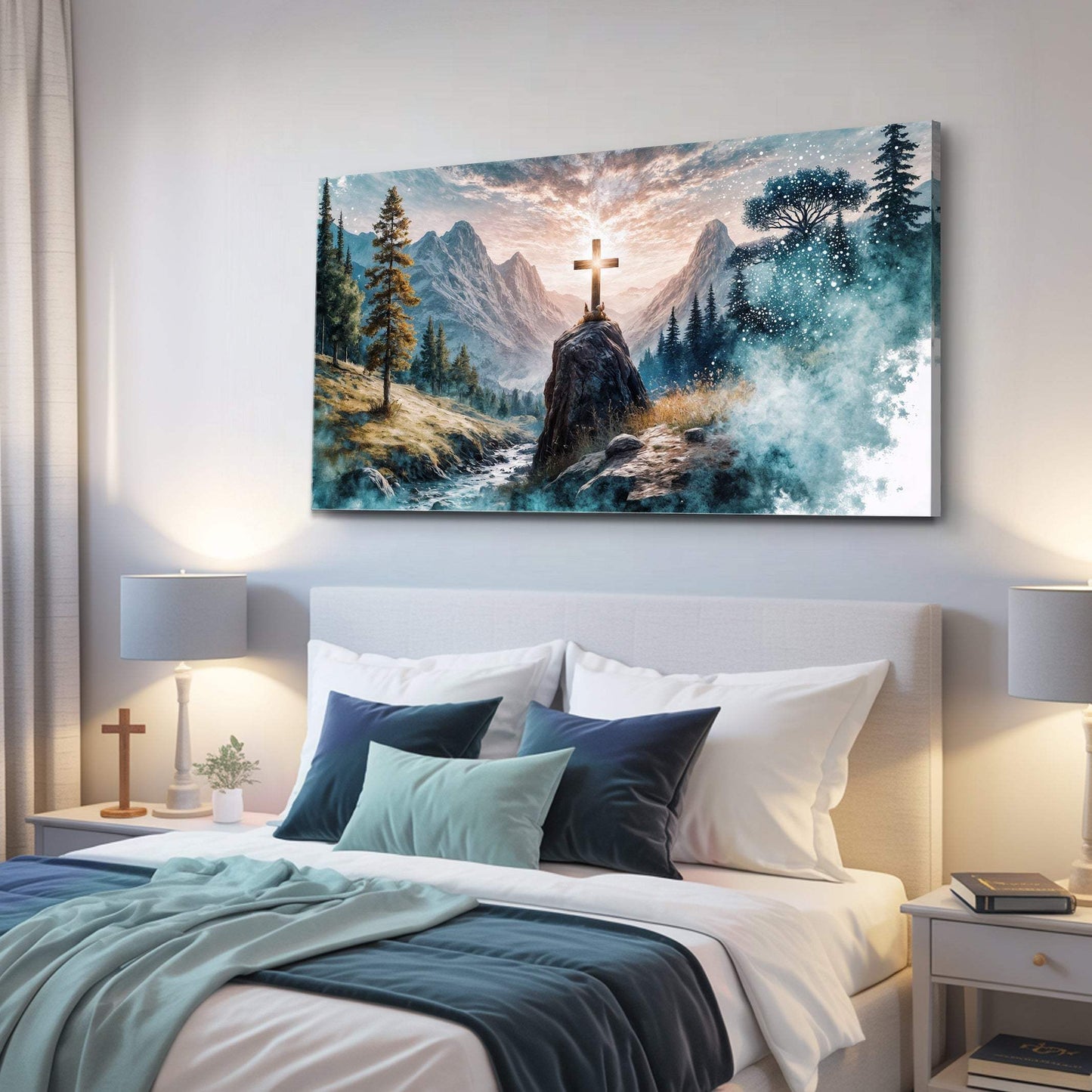 Cross On A Hill Faith Wall Art - Tailored Canvases - Flyclothing LLC